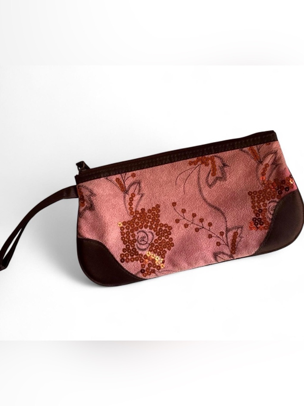 Vintage Avon Embellished Pink Floral Wristlet Clutch